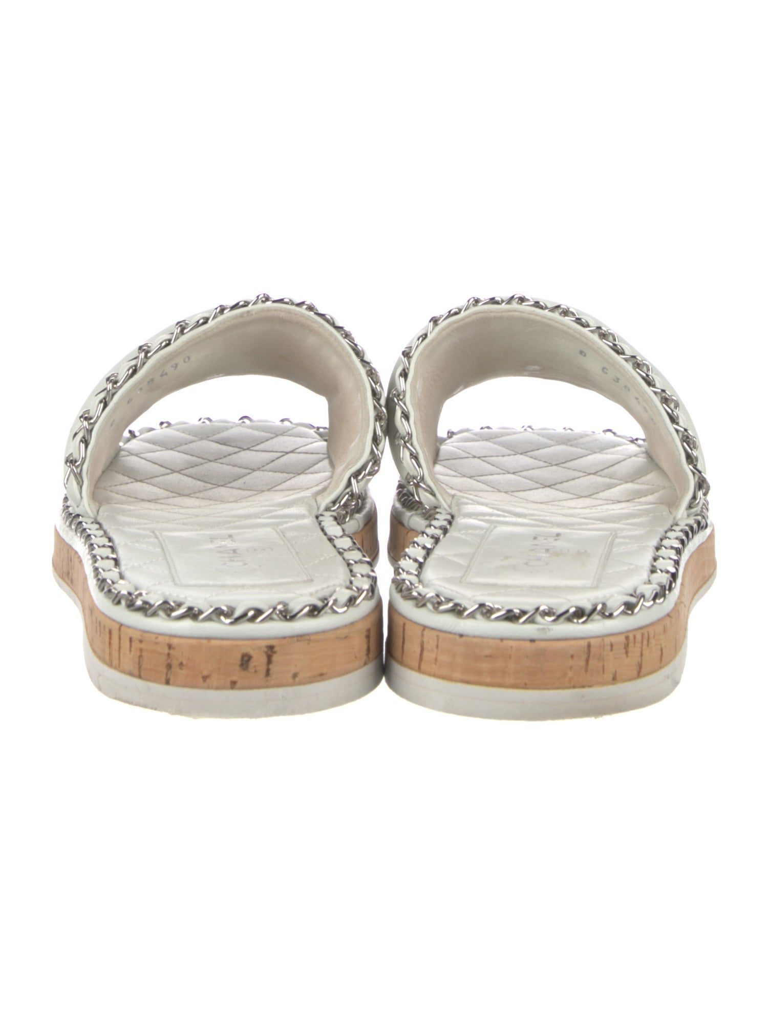 Chanel Interlocking CC Logo Leather Slides